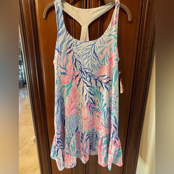 NWT Lilly Pulitzer Meryl Nylon Ace Tennis Dress in Kaleidoscope Coral - Picture 3 of 5